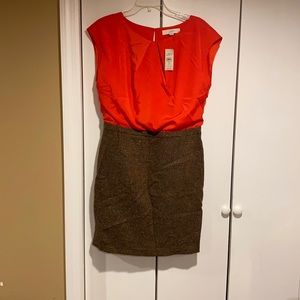 NWT- Ann Taylor loft dress sleeveless orange and brown size 12P